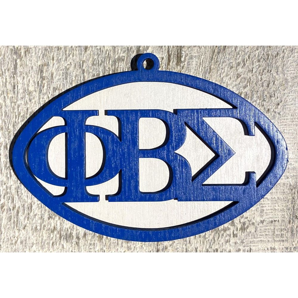 Painted Wood Ornament - 4" Phi Beta Sigma - Blue over White - #178-3832